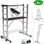 Vounot chafaudage roulant 3 en 1 - chelle escabeau et plateforme de travail - aluminium - hauteur ...