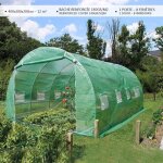 Serre de jardin tunnel - vounot - 12m vert - acier galvanis - fentre anti - moustiquaire porte enroulable ...