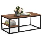 Vowner - table basse - moderne avec rangement - 102×52×42cm - couleur du noyer Vowner - table basse - moderne avec rangement - 102×52×42cm - couleur du noyer