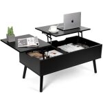 Table basse r�glable en hauteur - vowner - double plateau relevable - noir