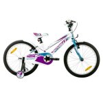 Vtt - calypso - 20 - cadre blanc bleu - violet - freins v - brake - pour enfant fille de 7 ans et plus ...
