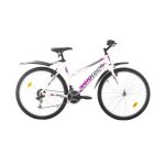 Vtt - velotec - 6st sense - femme - acier - 18 vitesses - blanc / rose