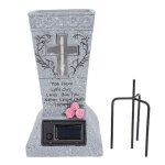 Vvikizy vase fun�raire de cimeti�re vase fun�raire solaire en r�sine avec piquet de sol led syst�me de ...