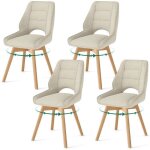 Wafting lot de 4 chaises de salle � manger pivotantes 360� - chaise de cuisine en tissu chenillepieds ...