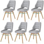Wafting lot de 6 chaises de salle � manger pivotantes 360� - chaise de cuisine en tissu chenillepieds ...
