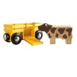 Wagon de transport de b�tail brio - accessoire aimant� pour circuit de train en bois - mixte d�s 3 ans ...