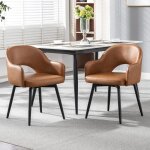 Wahson lot de 2 chaise salle à manger en cuir pu avec pieds en métal chaise de salon pour cuisine marron ... Wahson lot de 2 chaise salle à manger en cuir pu avec pieds en métal chaise de salon pour cuisine marron ...