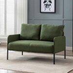 Wahson canap 2 places en lin moderne sofa revtement tissu avec rembourrage pais pour salon vert
