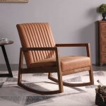 Wahson chaise à bascule cuir pu avec pieds en bois massif chaise berçante pour salon et chambre à coucher ... Wahson chaise à bascule cuir pu avec pieds en bois massif chaise berçante pour salon et chambre à coucher ...