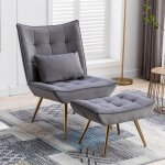 Wahson fauteuil scandinave en velours fauteuil salon avec repose - pieds fauteuil relaxation rembours ...