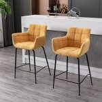Wahson tabouret de bar lot de 2 chaise bar haute en tissu tabourets hauts pour bar - cuisine (jaune)
