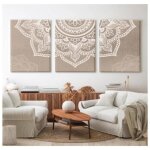 Wall art print boh�me mandala floral beige abstrait affiches toile peinture photos pour int�rieur d�coration ...