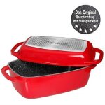 Cocotte rectangulaire xxl - stoneline - 43x26 cm - antiadhsif - induction - rouge