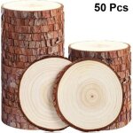 Warsoniod 50 pices pin naturel rond tranches de bois non finies cercles avec corce darbre disques de ...