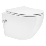 Wc suspendu sans rebord avec fonction bidet et avec nano - revtement 49x36x33 cm blanc en cramique ...