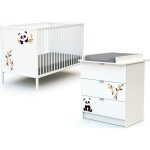 Webaby - chambre bb lit et commode  langer en bois alba blanc - taille unique
