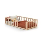 Webaby - lit enfant au sol en bois 70 x 140 ka�a h�tre brut - 70x140