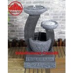 Fontaine cascade solaire wehmann - gris - pompe 6v - clairage led - batterie lithium