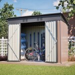 Welltin abri de jardin m�tal 242x126x182 cm acier galvanis� cabanon rangement ext�rieur avec fondation ...