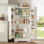 Welltin armoire de rangement cuisine buffet vaisselier blanc avec �clairage led et 2 portes style campagne ...