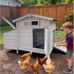 Welltin poulailler bois ext�rieur jardin poulailler sur�lev� anti pr�dateurs nettoyage facile pour 1 ...
