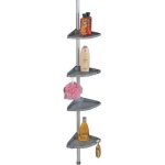 Wenko etagre de salle de bain tlescopique compact, 4 paniers de douche, solution sans perage, aluminium ...
