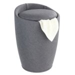 Wenko tabouret panier  linge, coffre  linge et tabouret salle de bain candy, aspect lin, 20 litres, ...