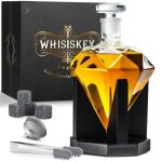 Whisiskey carafe whisky - diamant - 900 ml - 4 pierres  whisky support bec verseur