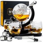 Carafe whisky globe 900 ml - 4 verres  whisky - 4 pierres  whisky - bec verseur - whisiskey