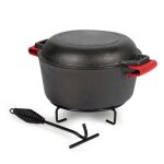 Wiltec 2 en 1 four hollandais 32 x 26 x 16 cm cocotte en fonte cocotte avec couvercle cocotte avec support ...