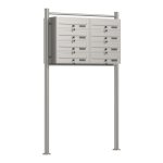 Wiltec bo�te aux lettres sur pieds acier inox 945 x 270 x1500 mm avec 8 compartiments verrouillables ...