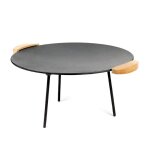 Wiltec dutch oven plaque gril de barbecue �44cm ronde fonte poign�es en bois jeu 2 pieds 20cm et 32cm ...