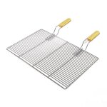 Wiltec grille bbq carr�e 60x40cm acier inoxydable avec poign�e barbecue charbon de bois / � gaz boule ...