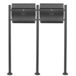 Wiltec kit 2x bote aux lettres v17 avec pied de support double verro