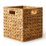 Wiltec panier en jacinthe deau 26 x 26 x 26 cm panier de rangement tress� avec 2 poign�es