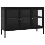 ?winter saletop armoire / cabinet � tiroirs noir - buffet noir 105x35x70cm acier et verre pro31981