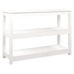 ?winter saletop table � caf� blanche - table console blanche 110x40x74cm - bois massif de pin pro23497 ...