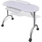 Wipes table  manucure pliable avec roulettes blanc