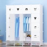 Wiss armoire de chambre blanc diy meuble modulaire meuble de rangement 165x147x36cm