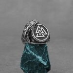 Wjjz - 150 - pour11 - bague en acier inoxydable 316l pour hommes amulette viking valknut et corbeau hip ...