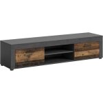 Wohnen jam x8bb4t30 meuble tv bas pour salon imitation bois vieilli 160 x 37 x 40 cm