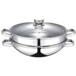Wok 2 - en - 1 - baumalu - tous feux dont induction - couvercle verre - 32 cm