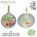 Wok 28cm - cr�pi�re 28cm manche fixe c�ramique green pearl