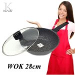 Wok - klaus - 28cm - pierre granité céramique - 100% anti adhésif - compatible tous feux Wok - klaus - 28cm - pierre granité céramique - 100% anti adhésif - compatible tous feux