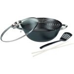 Wok multifonction 5 pièces - gsw - 860956 - fonte dacier - 32 cm - tous feux dont induction Wok multifonction 5 pièces - gsw - 860956 - fonte dacier - 32 cm - tous feux dont induction