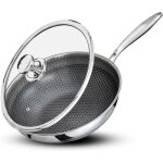 Wok - royal swiss - inox triply 32 cm - inox 304 + aluminium - nid dabeille antiadh�sif - tous feux