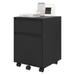 Woltu caisson de bureau - 2 tiroirs - armoire sur roulettes en bois - 40x40x56cm - noir w0att0938