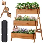 Woltu jardini�re sur�lev�e - �tag�re escalier pour plantes avec bo�tes � fleurs - 80x62x100cm - marron ...
