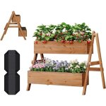Woltu jardini�re sur�lev�e - �tag�re escalier pour plantes avec bo�tes � fleurs - 80x62x68cm - marron ...