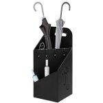 Woltu porte - parapluie avec 4 crochets - m�tal antirouille - motif �vid� - 2 zones s�par�es - noir